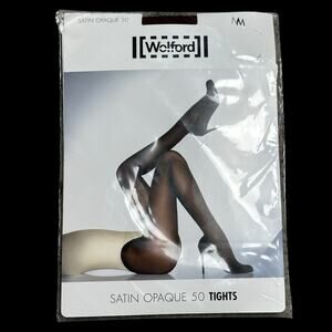 NWT Vintage Wolford Satin Opaque 50 Denier Tights Cordovan Red-Brown Medium